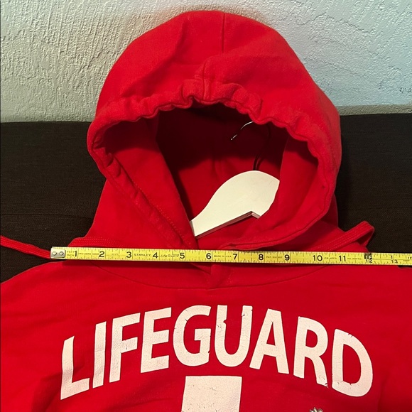 Lifeguard Red Women Hoodie W/ WHT Horse Logo Art sew on ( L) Crop Top Sweat - Picture 5 of 7